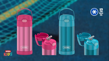 Botella Thermos acero inoxidable asa kids turquesa 355 ml
