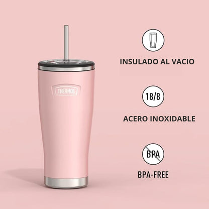 TERMO MUG ICON ACERO CON BOMBILLA 710ML SUNSET PINK