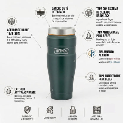 TERMO MUG ACERO INOX KING 470ML MATT GREEN