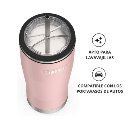 TERMO MUG ICON ACERO CON BOMBILLA 710ML SUNSET PINK