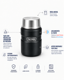 Thermos Termo comida 710 ml King acero inoxidable – Negro