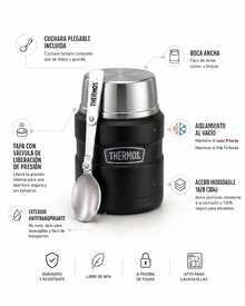 TERMO COMIDA 470ML KING ACERO INOXIDABLE NEGRO