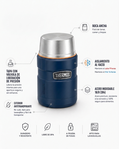 TERMO COMIDA ACERO INOX KING 710ML MATT NAVY