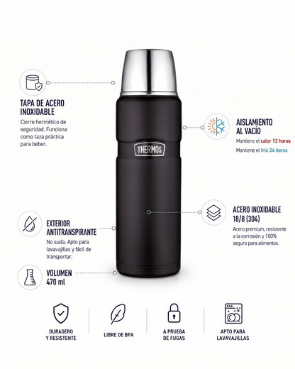 TERMO LIQUIDO 470ML KING NEGRO