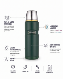 TERMO LIQUIDO ACERO INOX KING 470ML MATT GREEN