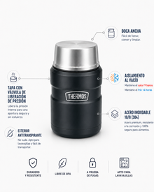 TERMO COMIDA 710ML KING ACERO INOX NEGRO