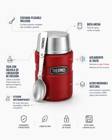 TERMO COMIDA 470ML KING ACERO INOX ROJO