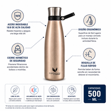 BOTELLA HIDRATACIÓN ACERO INOXIDABLE 500ML ROSE