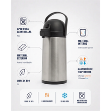 TERMO SIFÓN DE VIDRIO 1.5LT COLOR ACERO
