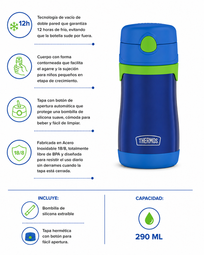 BOTELLA CON BOMBILLA THERMOS SIPPY KIDS 290ML AZUL
