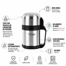 Thermos Termo comida multipropósito 750 ml apto para líquidos y