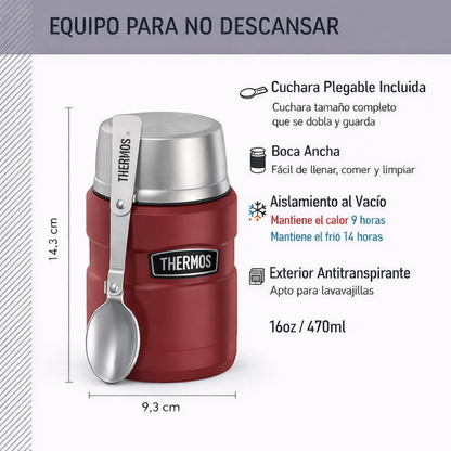 TERMO COMIDA 470ML KING ACERO INOX ROJO