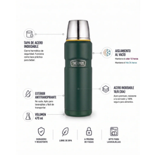 TERMO LIQUIDO ACERO INOX KING 470ML MATT GREEN
