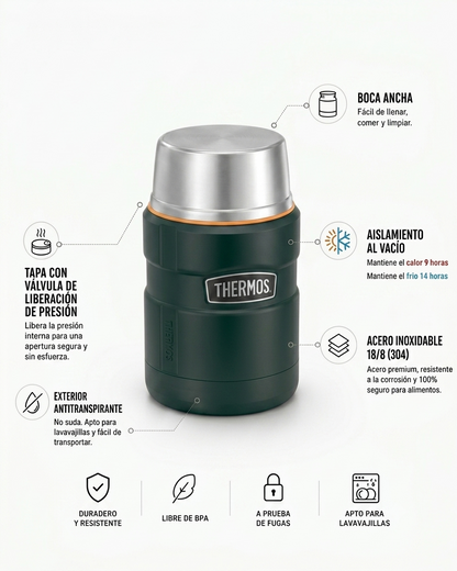 TERMO COMIDA ACERO INOX KING 710ML MATT GREEN