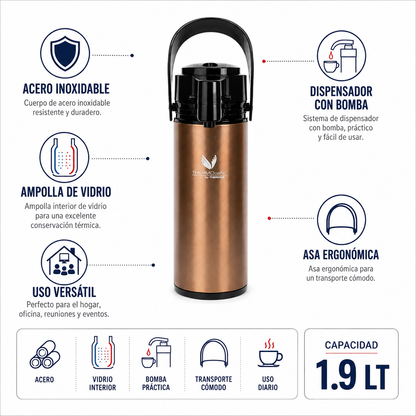 TERMO SIFON DE VIDRIO1.9LT ROSE GOLD
