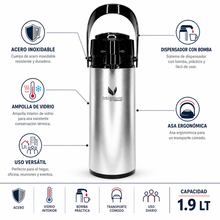 TERMO SIFON DE VIDRIO 1.9LT PLATA