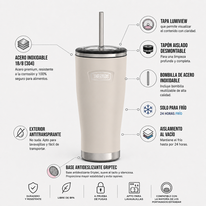 TERMO MUG ICON ACERO CON BOMBILLA 710ML SANDSTONE