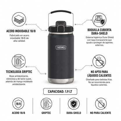Botella de hidratación Thermos Icon 1,9 L – Granite