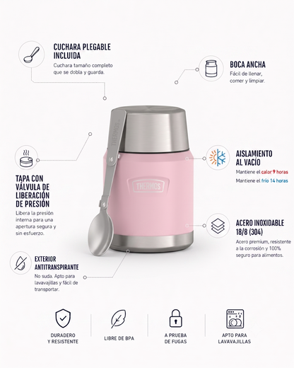 TERMO COMIDA ACERO INOXIDABLE ICON 470ML PINK