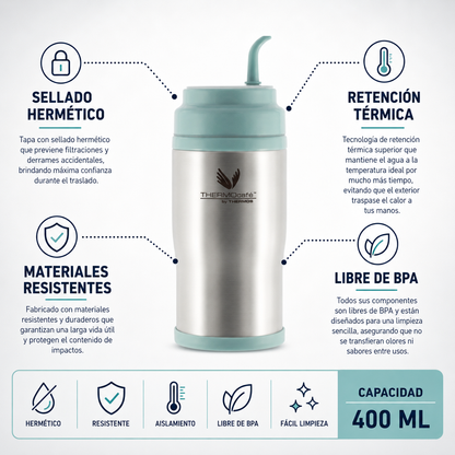 TERMO MATERO AQUA CON BOMBILLA 400ML