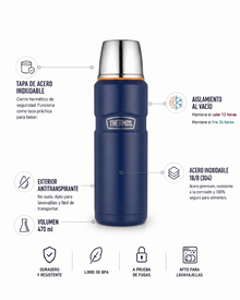 TERMO LIQUIDO ACERO INOX KING 470ML MATT NAVY