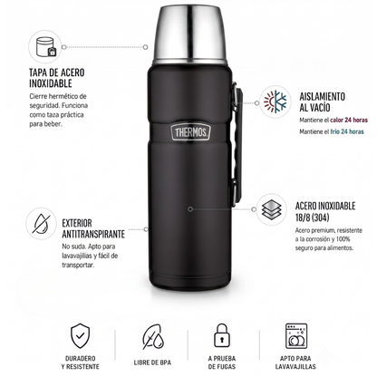 TERMO LIQUIDO KING ACERO INOX 1,2 LITROS NEGRO