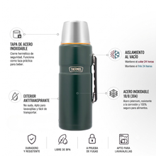 TERMO LIQUIDO ACERO INOX KING 1,2L MATT GREEN