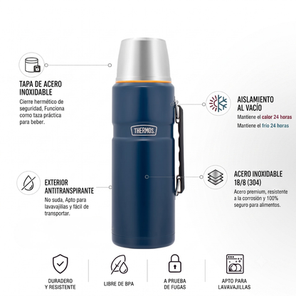 TERMO LIQUIDO ACERO INOX KING 1,2L MATT NAVY