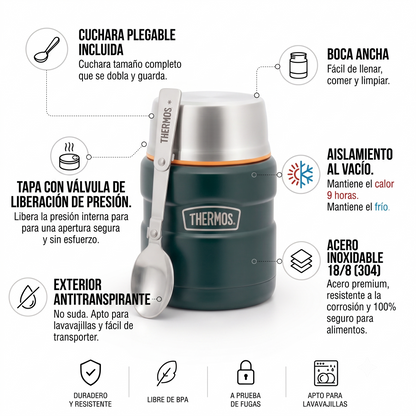 TERMO COMIDA ACERO INOX KING 470ML MATT GREEN