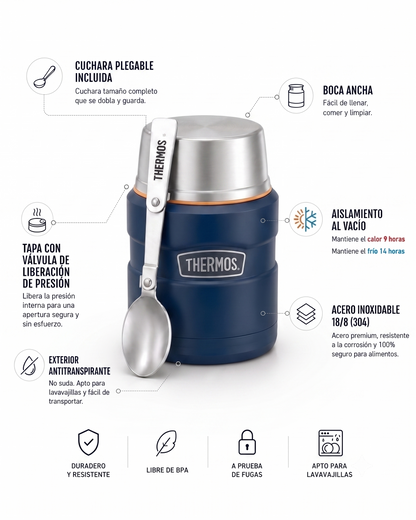 TERMO COMIDA ACERO INOX KING 470ML MATT NAVY