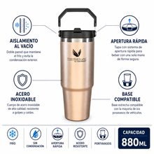 MUG TERMICO ACERO INOXIDABLE FLIP LID 880 ML ROSE