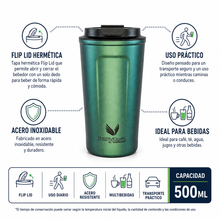 VASO TÉRMICO ACERO INOXIDABLE FLIP LID 500 ML MOSS GREEN