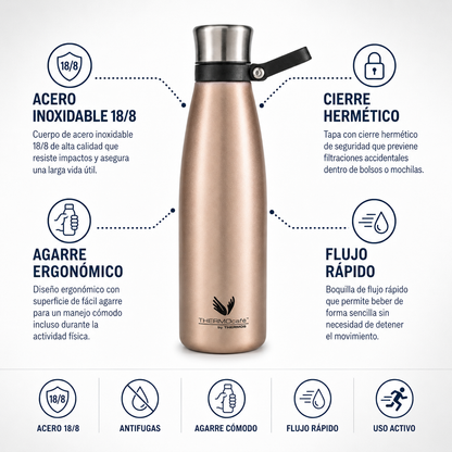 BOTELLA HIDRATACIÓN ACERO INOXIDABLE 750ML ROSE